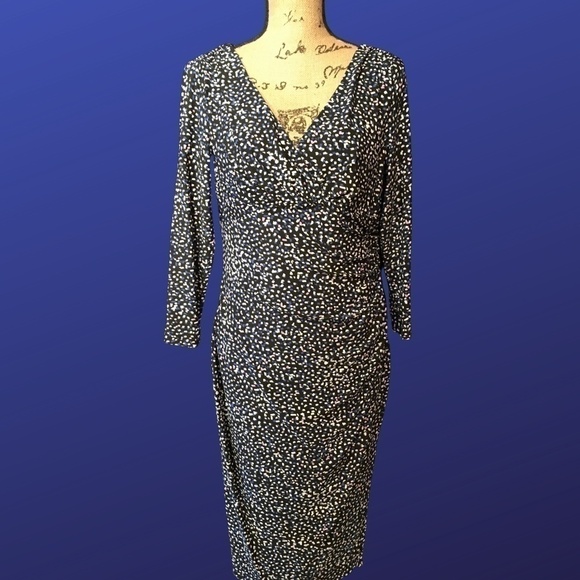 RALPH LAUREN AMERICAN LIVING Empire Ruched Jersey Sheath Dress, CONFETTI, Size10 - Picture 1 of 8